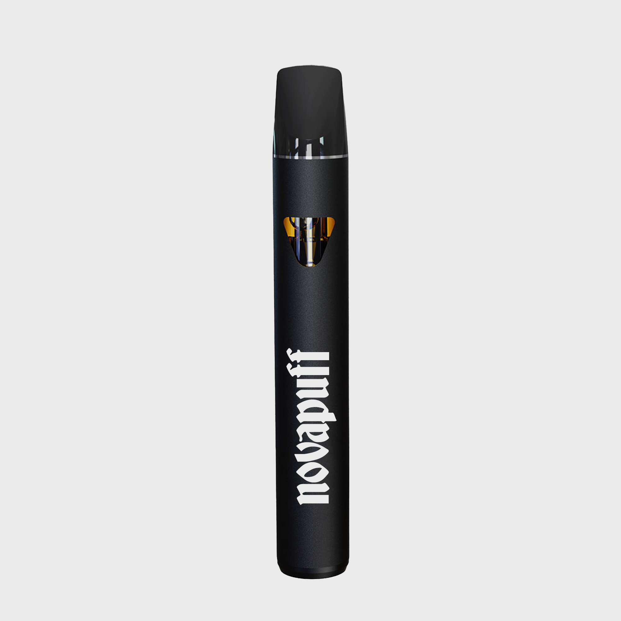 Close-up of the Custom Prism Vape Pen showing its sleek stainless steel design and mouthpiece.