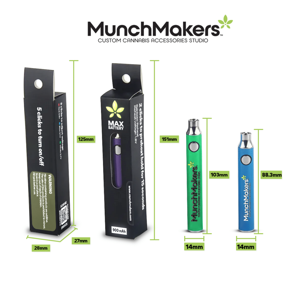 Custom UGO V3 Vape Pen Battery with custom box packaging.