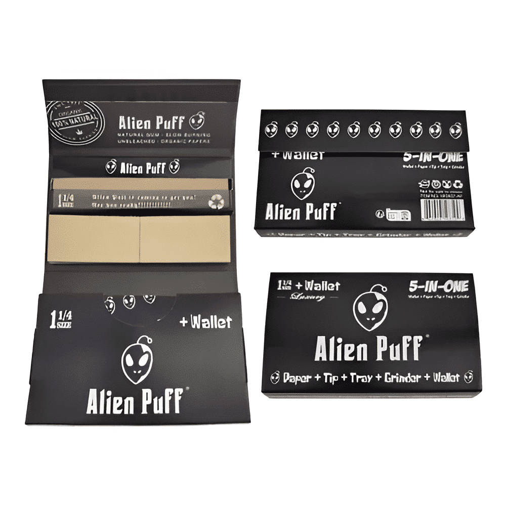 Custom 5-in-1 Grinder Tray Booklet with branding.