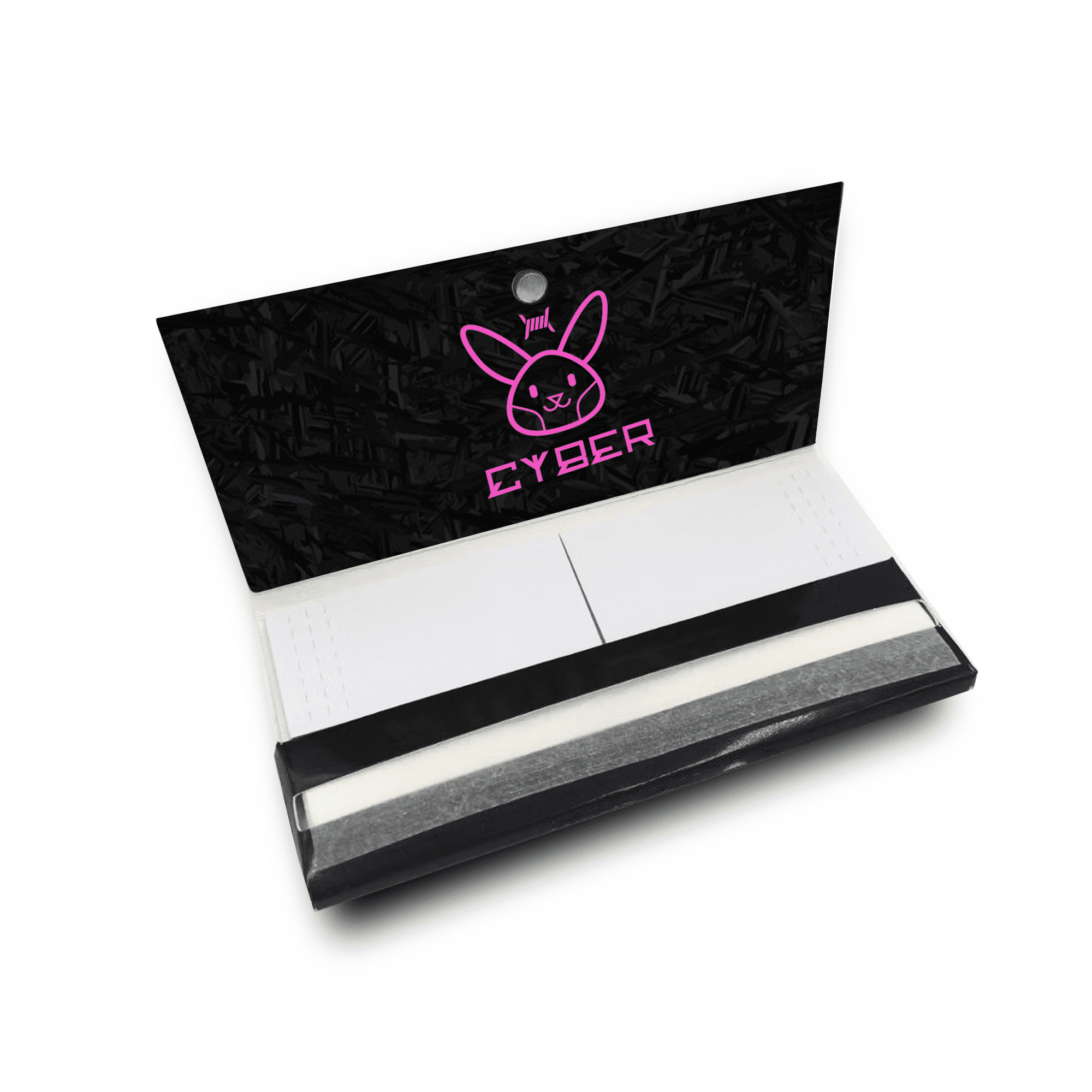 Custom Rolling Paper Booklet with Magnetic Lid and branded design.