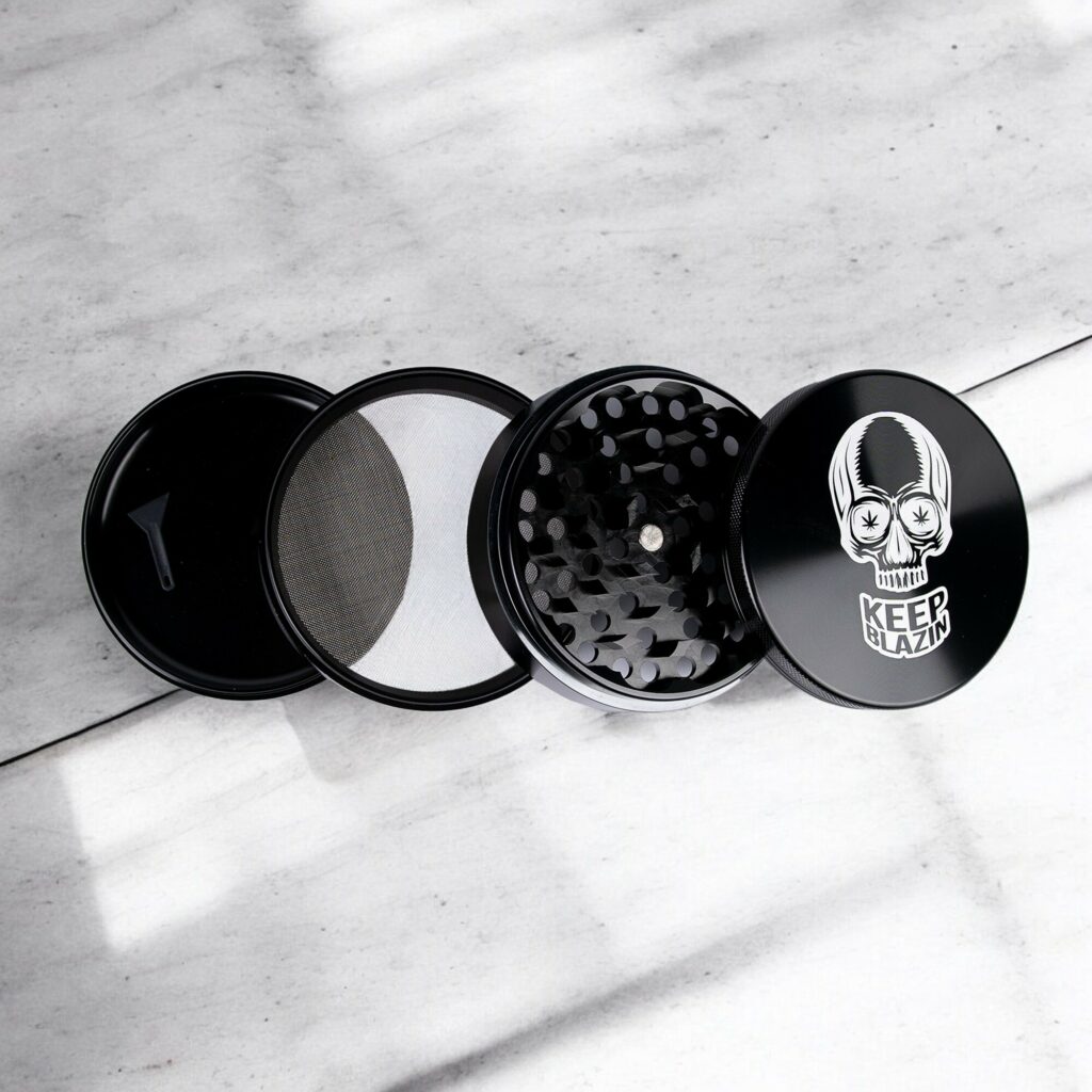 PhatBoy XL grinder shown open with its multiple pieces.