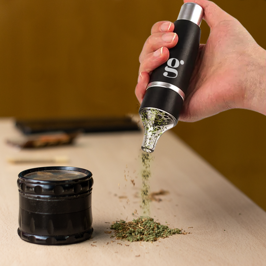 The EasyGrind weed grinder and joint dispenser in action.