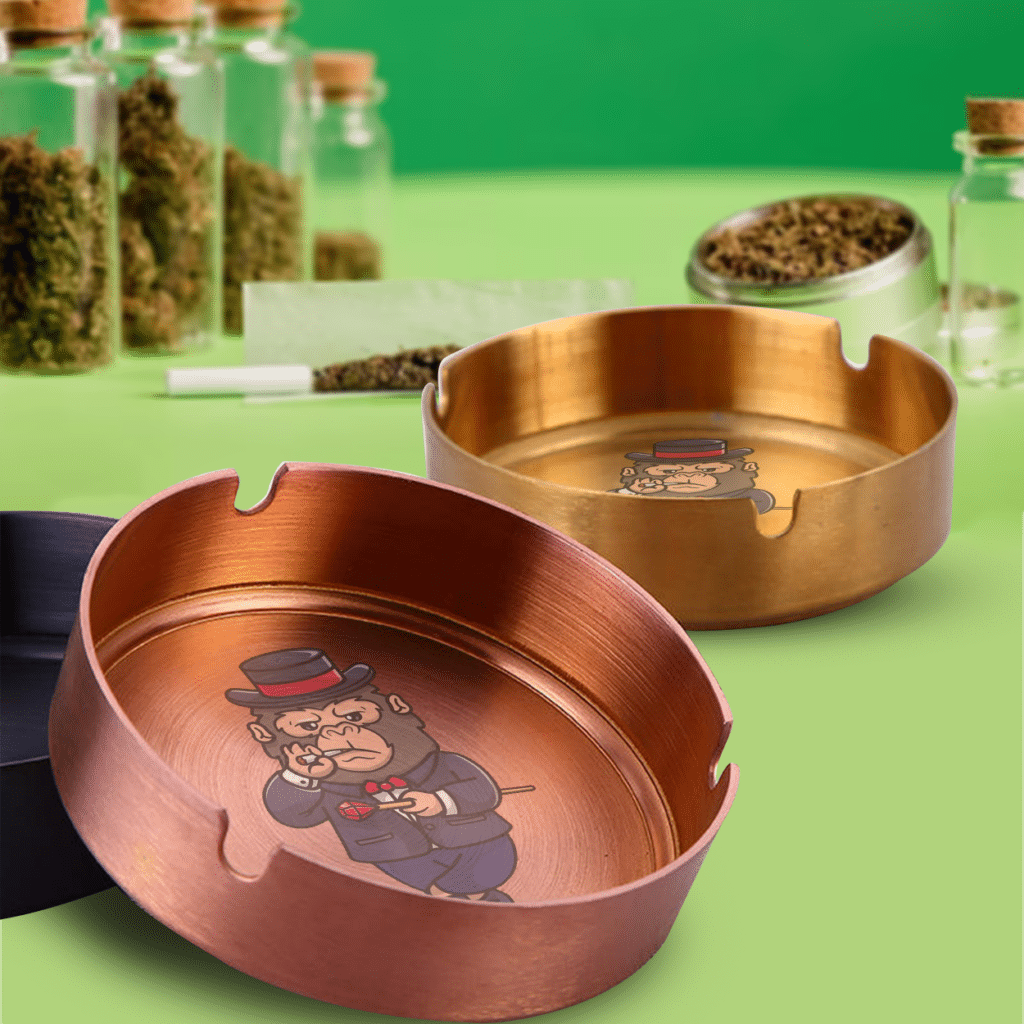 An elegant stainless steel ashtray made from quality material, available in multiple colors.