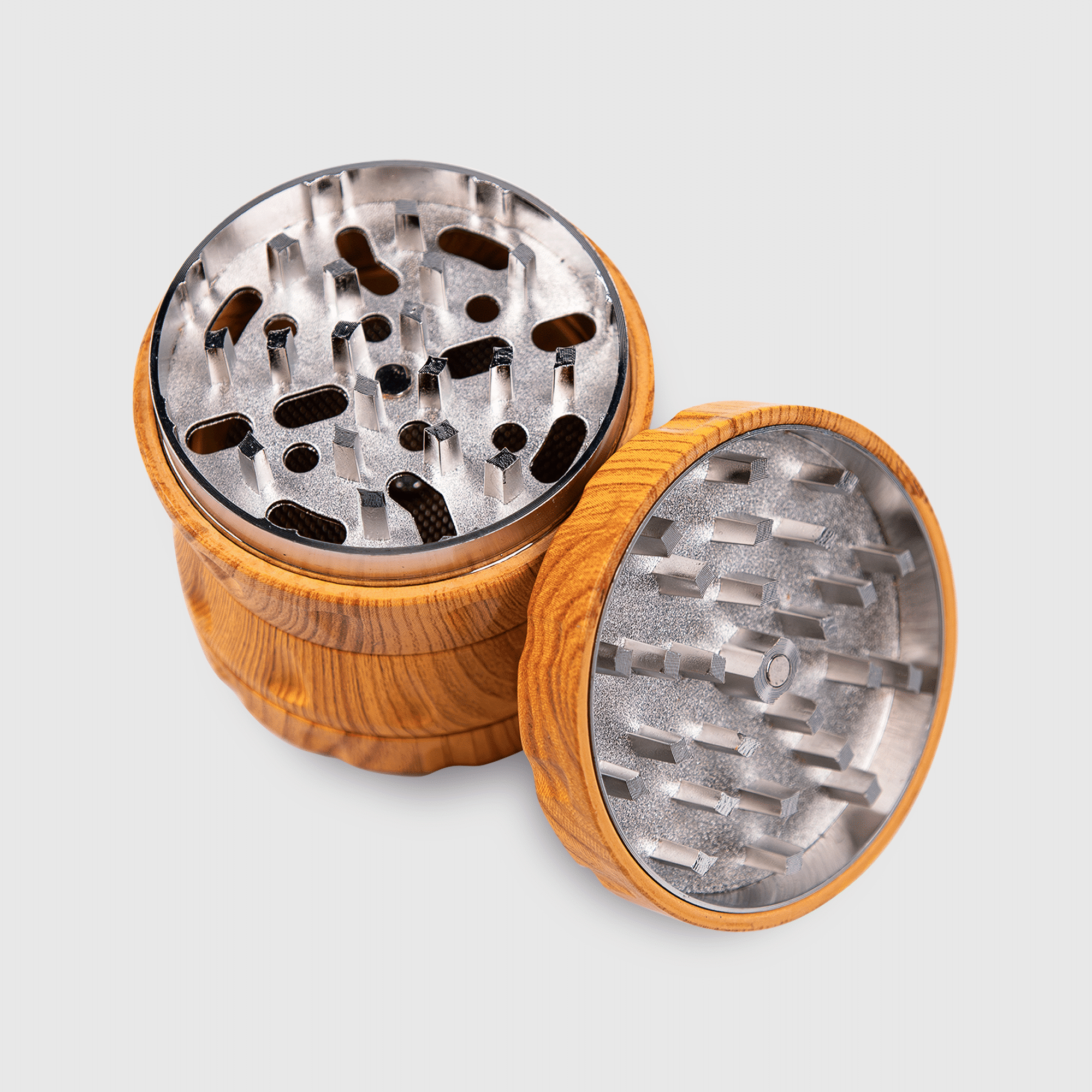 A custom grinder with a realistic wooden texture finish.