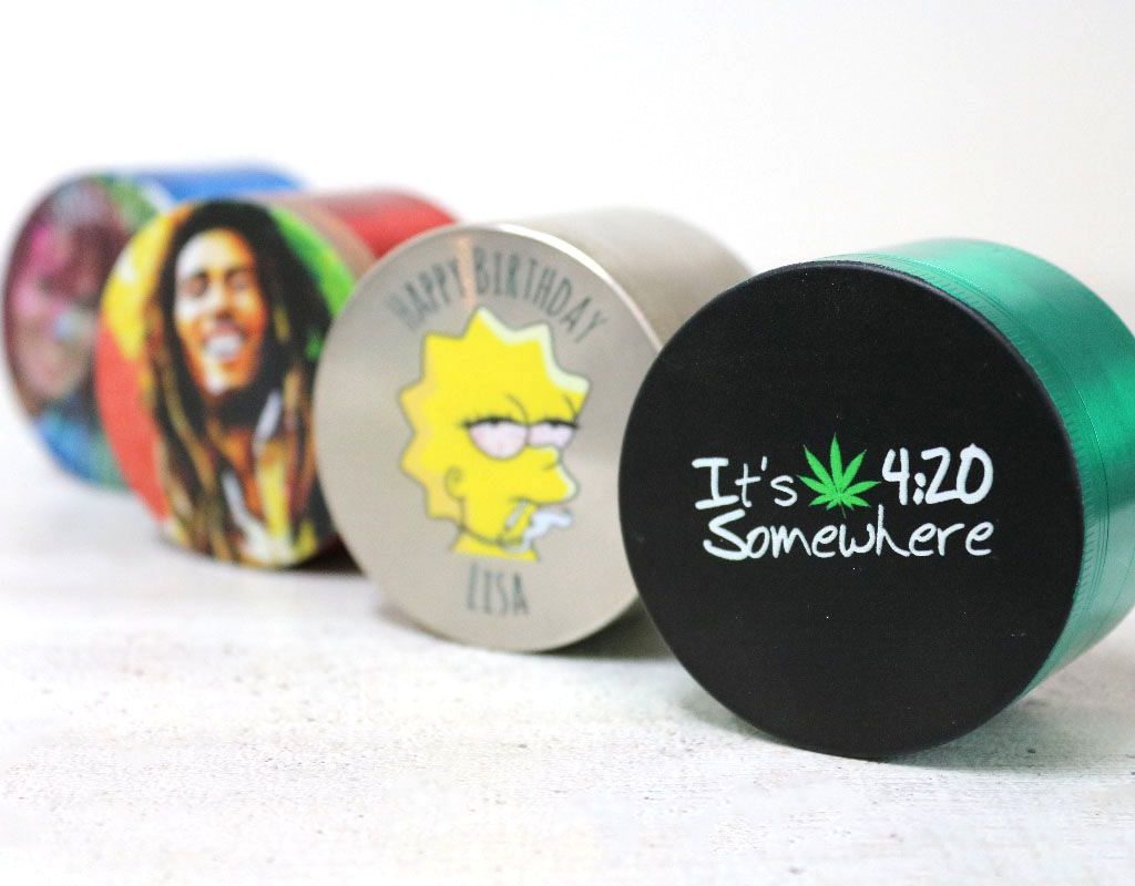 A sleek 4-piece anodized aluminum cannabis grinder.