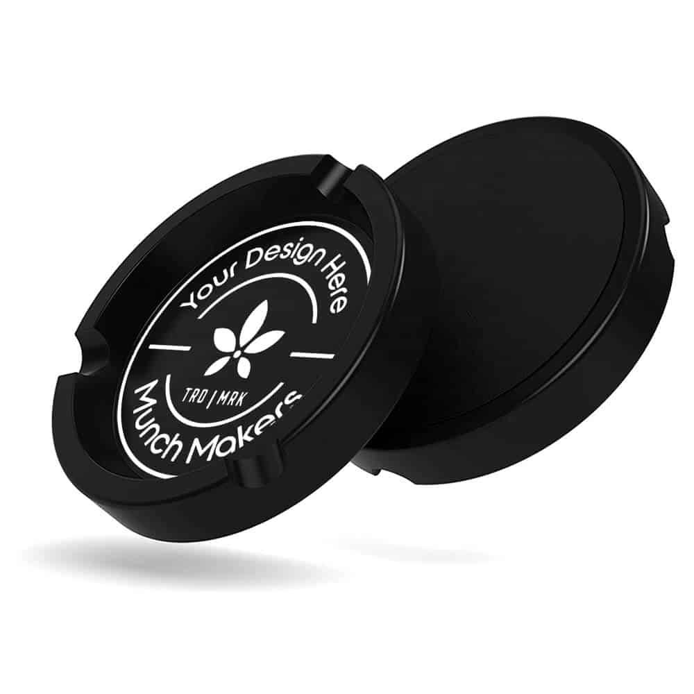 A stylish and durable custom aluminum ashtray in black.