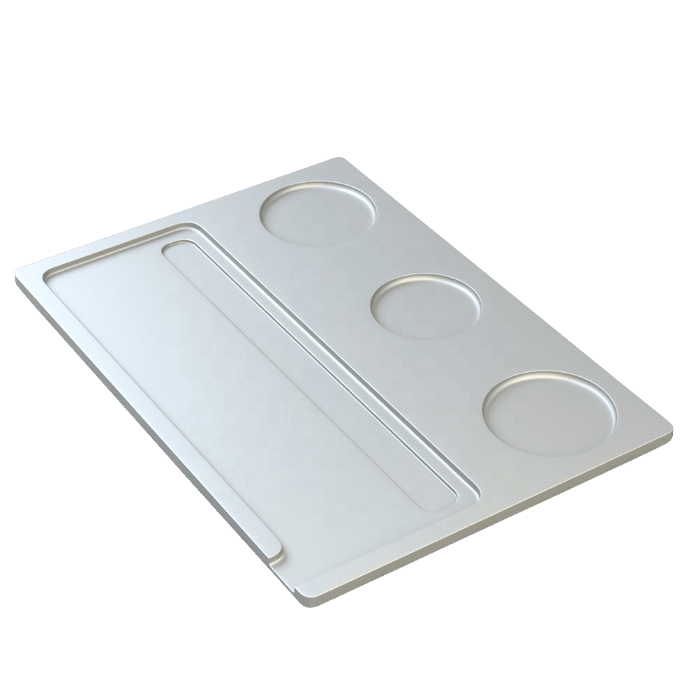 A stylish and functional custom aluminum rolling tray.