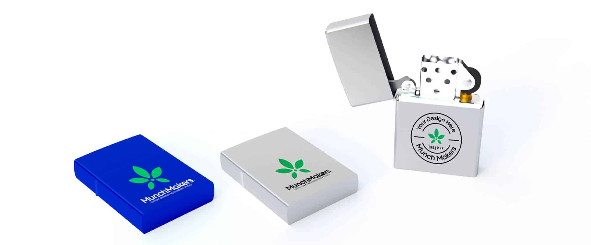 Another view of a custom stainless steel lighter, highlighting its quality.