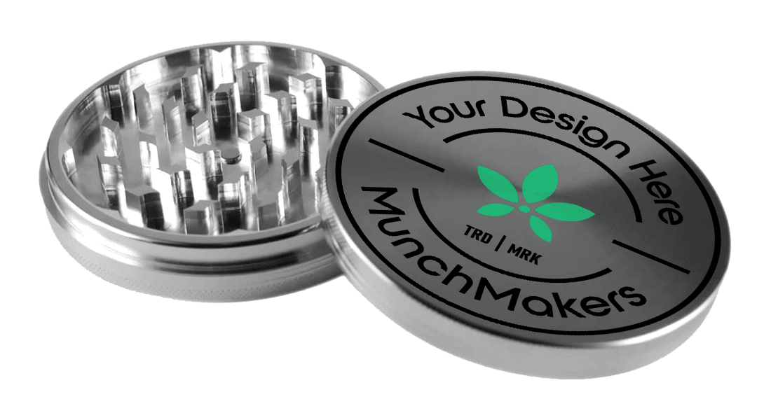 A custom-printed PhatBoy Lite grinder, showcasing two-piece grinder perfection.