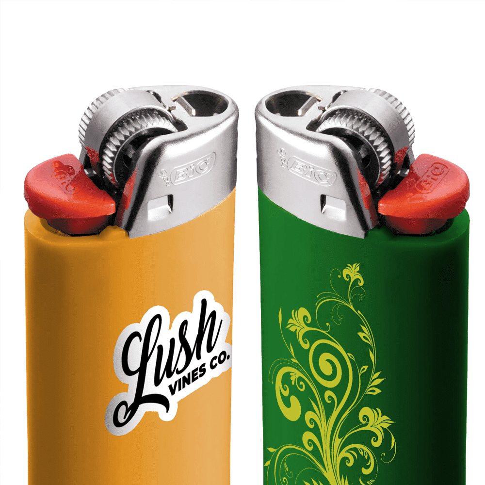 A collection of custom BIC lighters perfect for marketing and giveaways.
