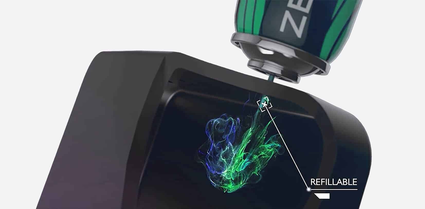 A Nova jet flame lighter being refilled with butane.
