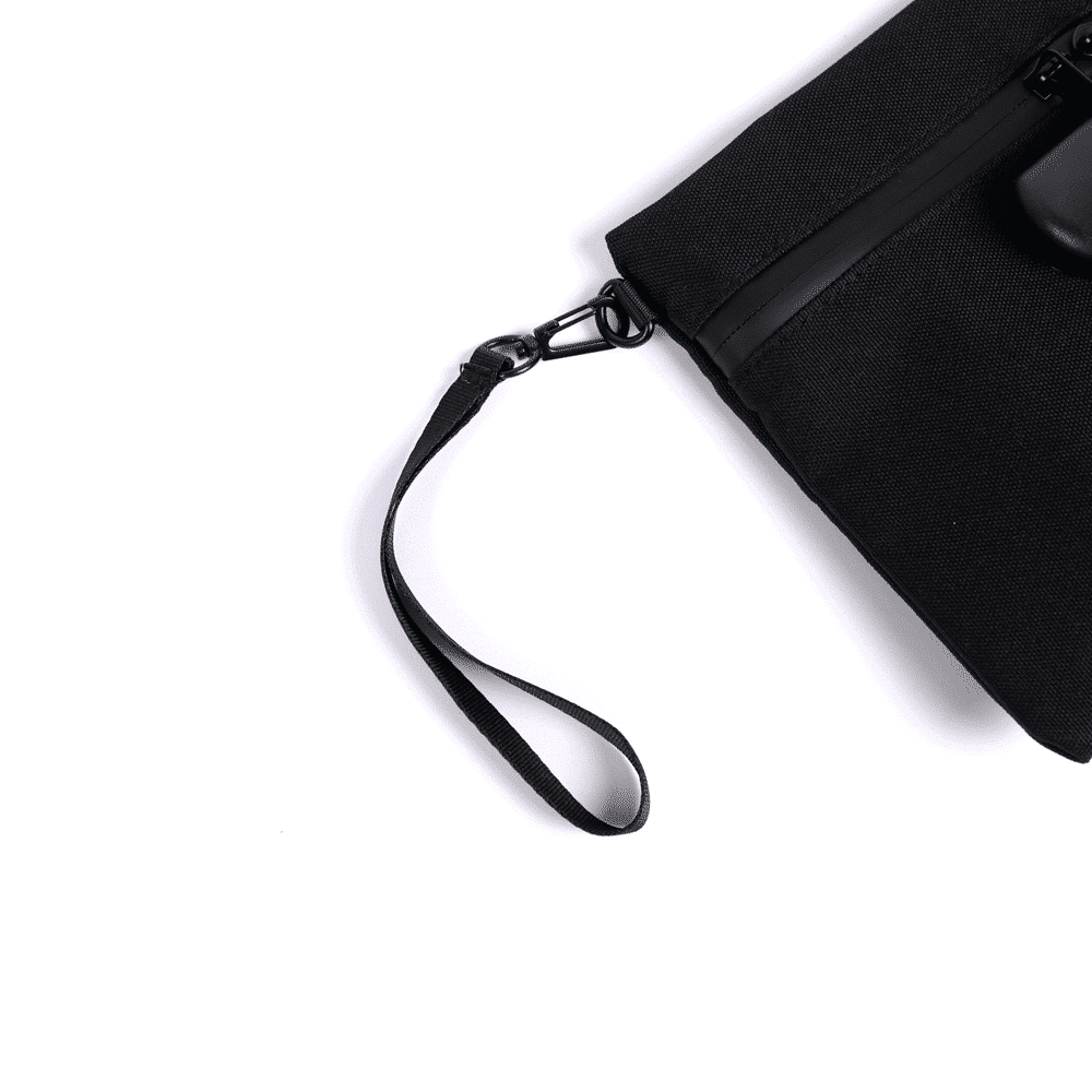 A sleek black smell proof pouch, versatile and practical for everyday use.