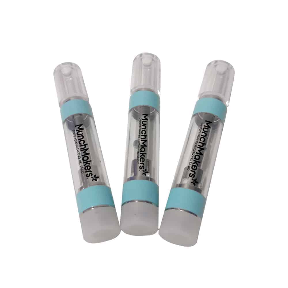 A collection of premium quality custom glass vape cartridges.