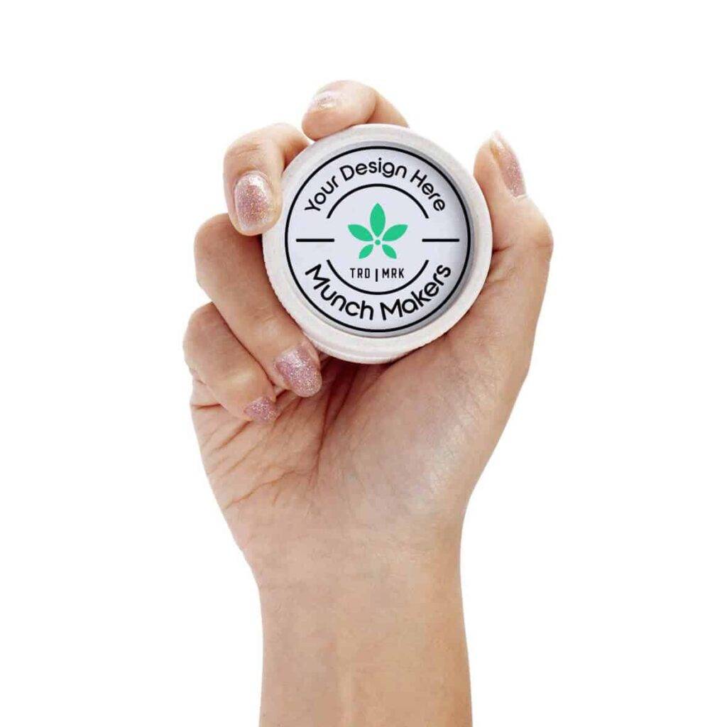 The compact and stylish design of the beige hemp grinder.