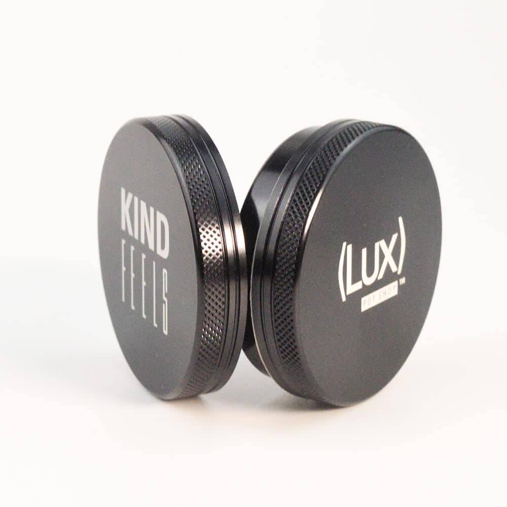 A compact custom 2-piece aluminum grinder with a powerful grind.
