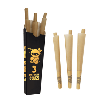 Custom 1¼ Size Pre-Rolled Cones 3-Pack with branded tube