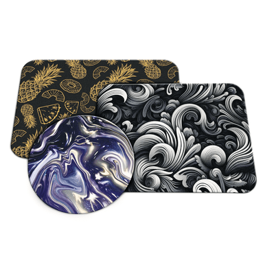 Custom dab mat protecting surfaces during concentrate sessions