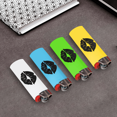 Official BIC lighters in assorted light colors with custom branding