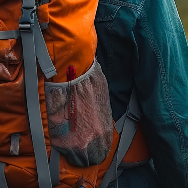 J-Shield Plus joint case on lanyard during outdoor hiking adventure