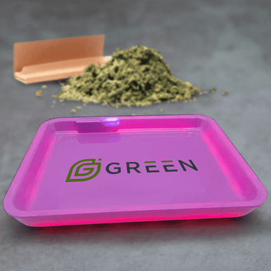 Custom LED rolling tray with built-in illumination and branded design