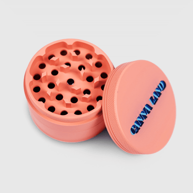 Custom matte grinder with smooth silicone finish and premium feel