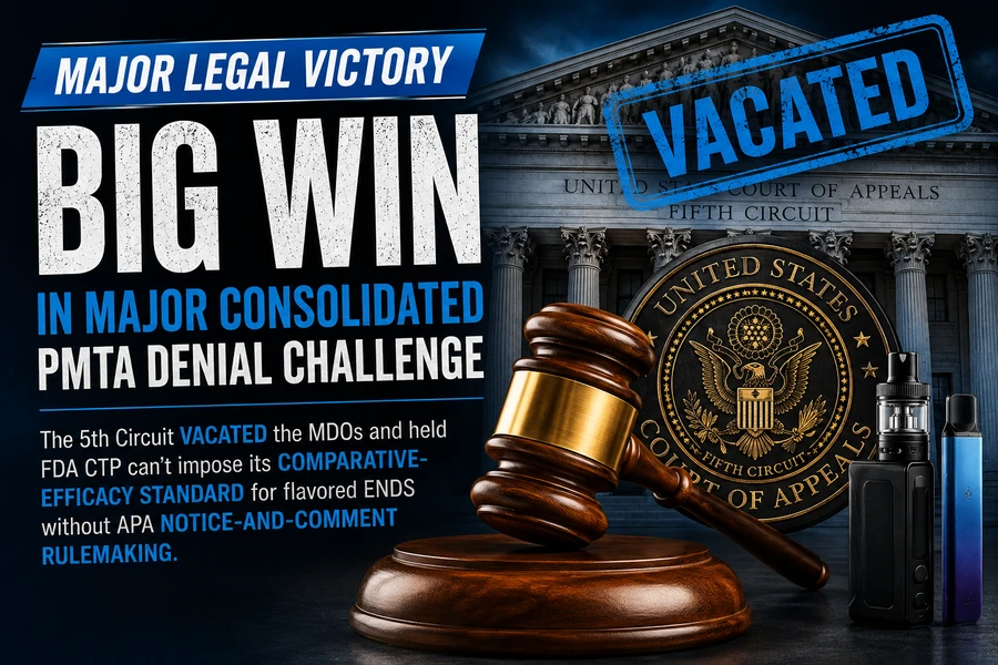 Major Fifth Circuit Win: Court Vacates FDA Marketing Denial Orders for Flavored ENDS 