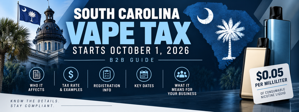 South Carolina Vape Tax Starts October 1, 2026: B2B Guide