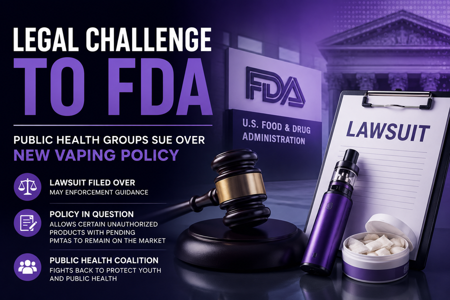 Public Health Groups Sue FDA Over New Enforcement Policy for Vapes and Nicotine Pouches 