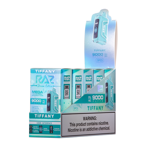 what flavor is raz tiffany 9000 Dream Edition Vapes yellow SAE LED pods Flavor:BLUEBERRY COTTON CANDY Blu Disposables Polar Mint