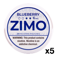 Zimo Blueberry, Grape, Lemon, Mango, Mint, and Wintergreen 6mg 5 Packs