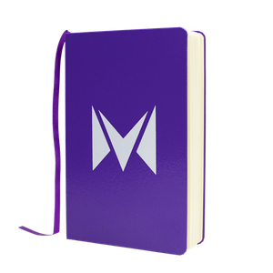 A branded notebook with the Mipod logo, made with over 100 pages