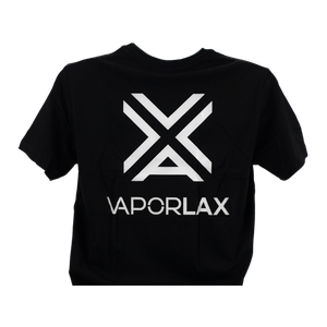 The VaporLax T-Shirt, made from black organic cotton for wholesale ordering