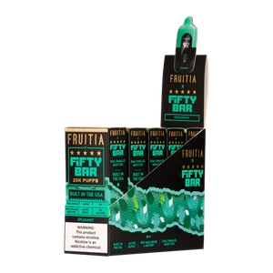 5 Pack of Spearmint FRUITIA X Fifty Bar 20K for Wholesale