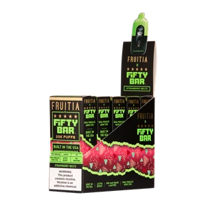 5 Pack of Strawberry Beltz FRUITIA X Fifty Bar 20K for Wholesale