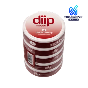 5 pack of 4 Black Cherry DIIP Reset Nixodine Pouches