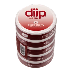 5 pack of 4 Black Cherry DIIP Reset Nixodine Pouches