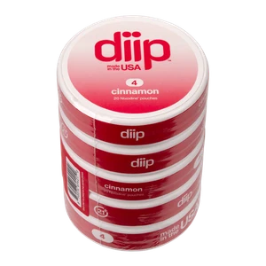 5 pack of 4 Cinnamon DIIP Reset Nixodine Pouches for Wholesale