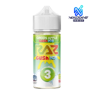 Green Apple Gush Ice RAZ X POD JUICE Nixodine 100ml GUSH ICE 3 for Wholesale