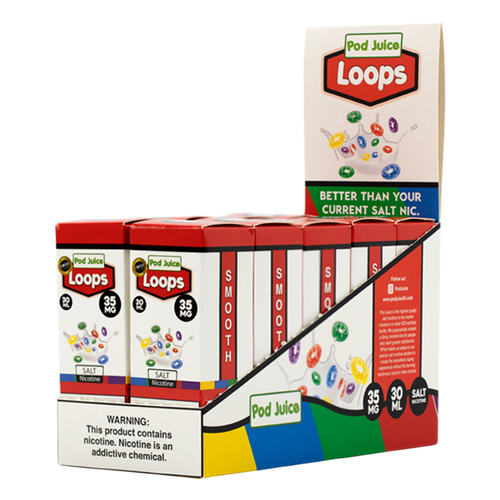 Find cheap prices on the Loops flavor from Pod Juice, wholesale e-liquid made with nic salts