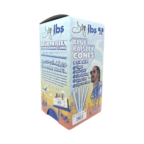 1-1/4 Size DOGG LBS Blue Paisley Pre-Rolled Cones 75 Pack for Wholesale