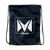 A black nylon drawstring bag featuring a Mi-pod logo