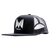 A black snapback trucker style hat, embroidered with the Mi-Pod Logo