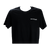 A black cotton t-shirt, screen-printed with the VaporLax logo