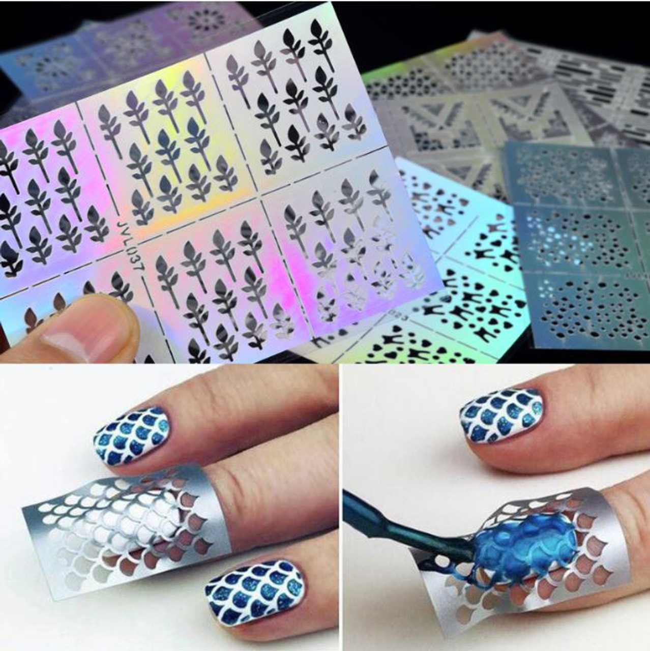 NDI beauty Hollow Out Nail Art French Tips Manicure Stencil - 005