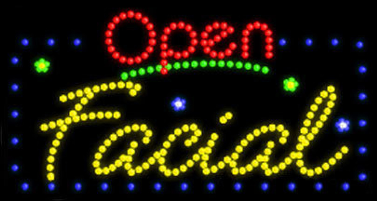 Electric Animation & Flashing LED Sign with Open: Facial