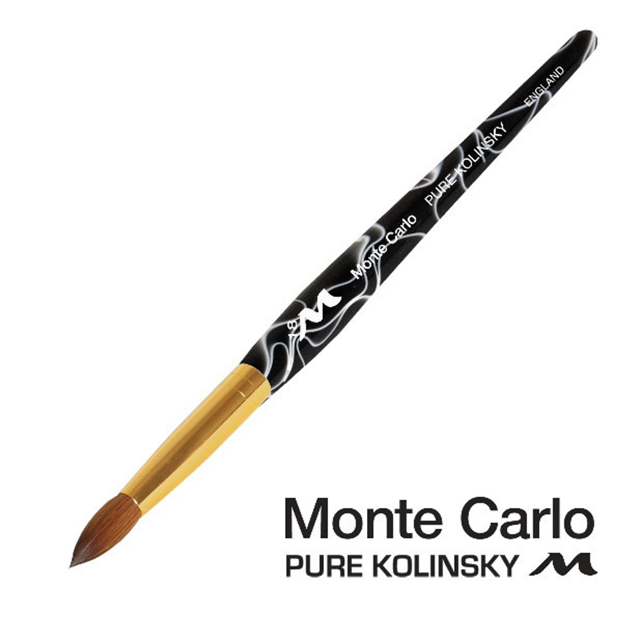 Monte Carlo Kolinsky Black Marble Acrylic Handle/Nail Brush #18