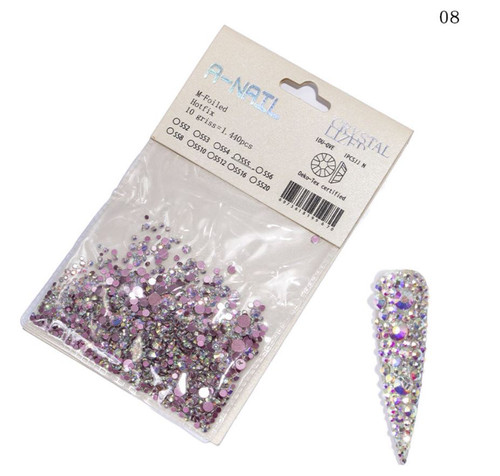 NDi beauty Crystallized HotFix Rhinestones FlatBack Mix Sizes AB Light Pink Opal - 1440 pcs NDi beauty Crystallized HotFix Rhinestones FlatBack Mix Sizes AB Light Pink Opal - 1440 pcs