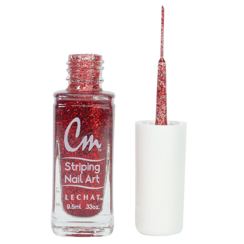 LeChat Cm Striping Nail Art - Red Glitter