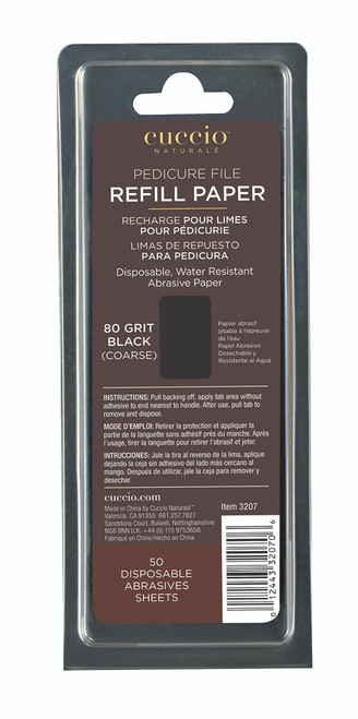Cuccio Naturale Black Refills (80 Grit) for Stainless Steel Pedicure File - 50 Count
