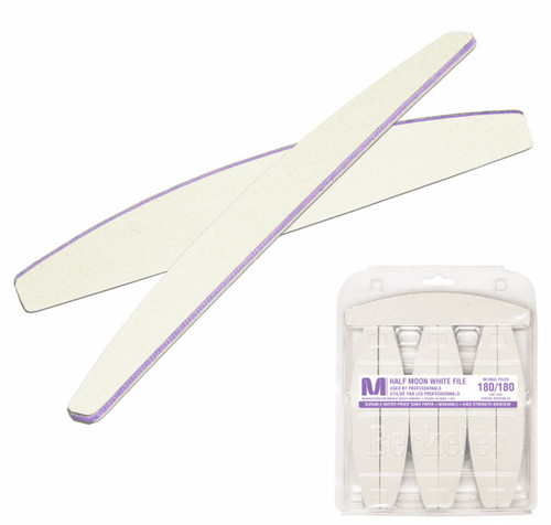 Berkeley Half Moon White Nail File - 50 Files - 180/180 grit